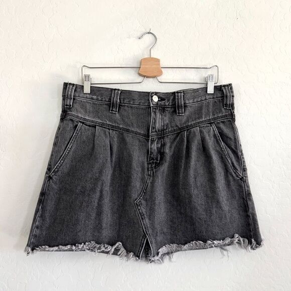 Free People Faded Black Sidecar Mini Skirt Size 31 - Picture 2 of 13